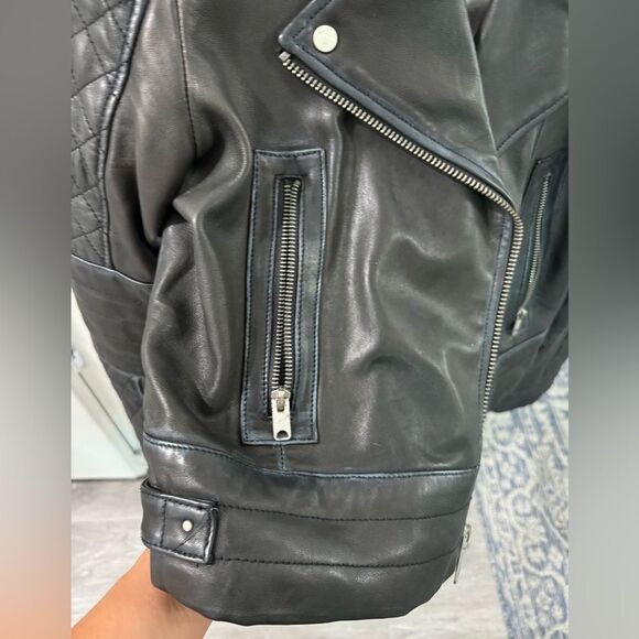 Marc New York Women Jacket Genuine Leather Quilted Small Black Moto Bikercore - Picture 5 of 16